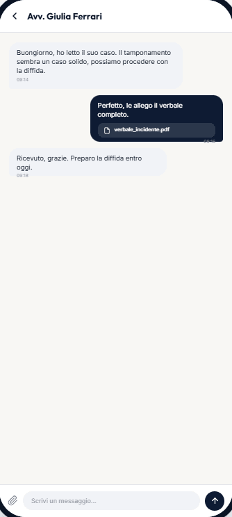 Schermata della chat con un avvocato